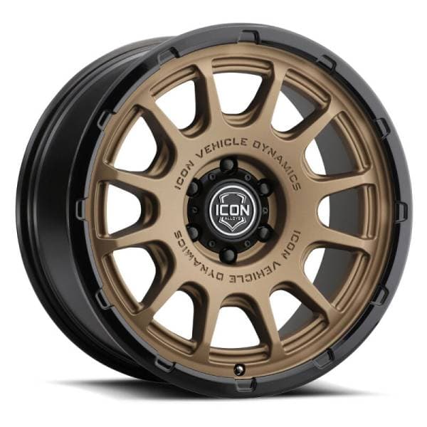 ICON Alloys Rancho 20x9 / 6x5.5 / 0mm / 5in BS Satin Bronze w/ Gloss Black Lip Wheel
